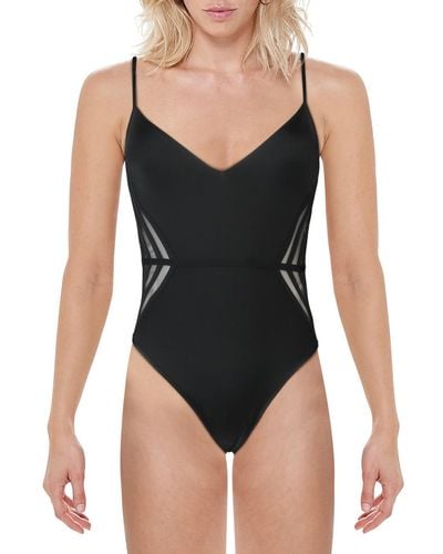 BCBGMAXAZRIA Mesh Inset Seamed One-piece Swimsuit - Black