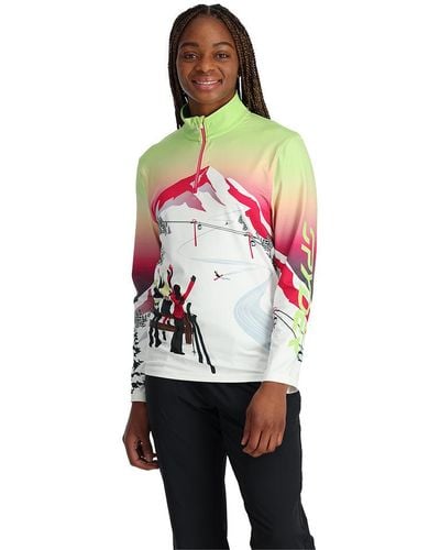 Spyder Sunset Zip T-neck - Lime Ice - Red