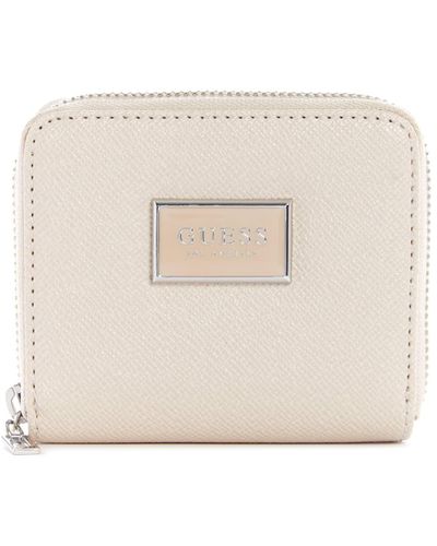 Guess Factory Abree Small Zip-around Wallet - White