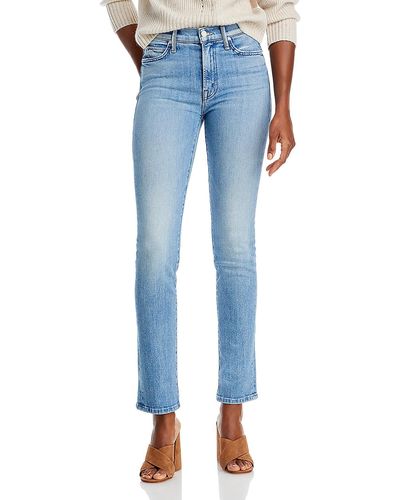 Mother The Rascal Medium Wash Distressed Slim Jeans - Blue