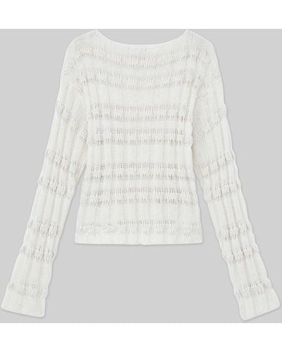 Lafayette 148 New York Cotton-silk & Wool Boucl?? Sweater - White