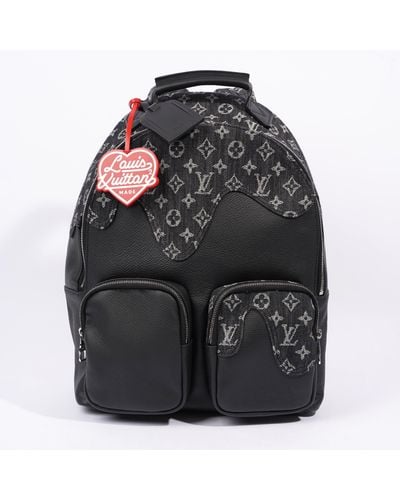Louis Vuitton Nigo Multi Pocket Backpack Monogram Denim Taurillon Leather - Black