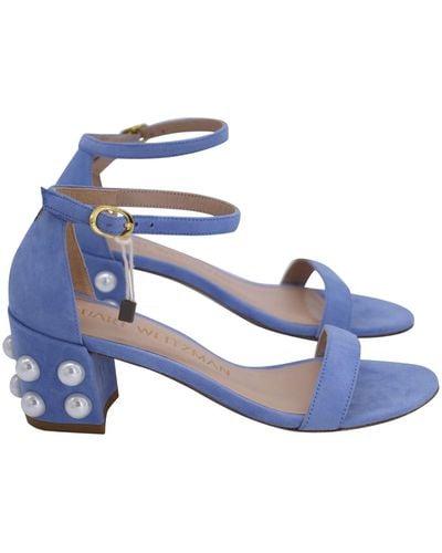 Stuart Weitzman Pearl-embellished Simple Sandals - Blue
