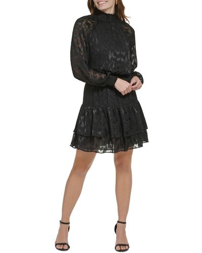 Calvin Klein Mock Neck Short Mini Dress - Black