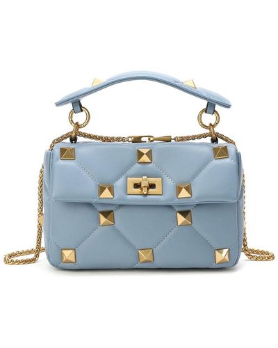 Tiffany & Fred Paris Quilted & Studded Leather Messenger Bag - Blue