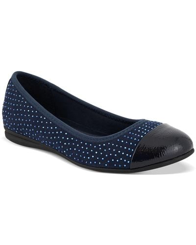 Karen Scott Ambree Rhinestone Patent Toe Slip On Shoes - Blue