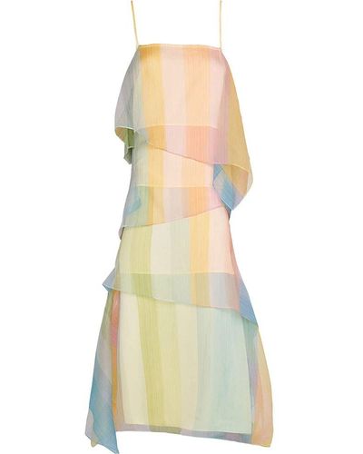 STAUD Kyla Tiered Square Neck Gown Cocktail Dress Coastal Ombre - Yellow