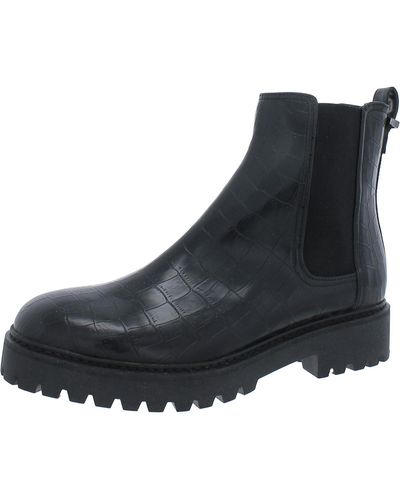 Kenneth Cole Salt Lug Patent Pull On Chelsea Boots - Black
