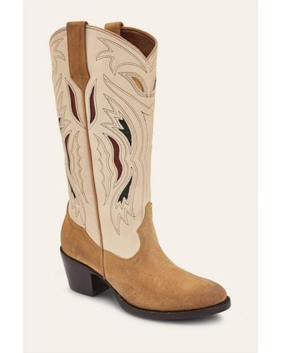 Frye Shelby Deco Stitch Boots - Natural