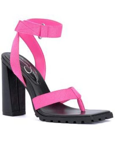 Jessica Simpson Kielne Square Toe Ankle Strap Heel Sandals - Pink