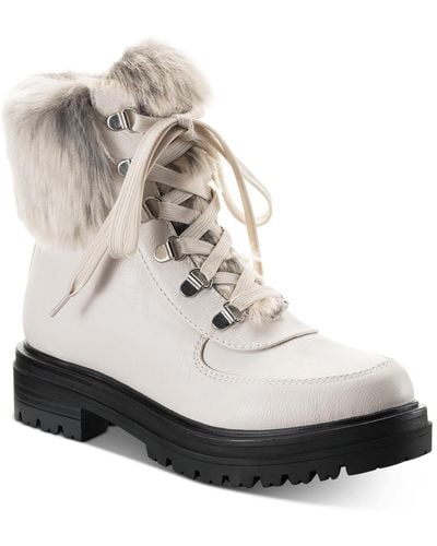 Sun & Stone Orlaa Faux Leather Cold Weather Combat & Lace-up Boots - White