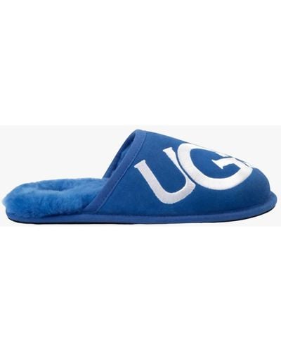 UGG Scuff Logo Suede Slip On Mule Slippers - Blue