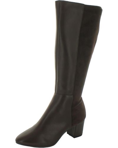 Charter Club Sacaria Faux Leather Block Heel Knee-high Boots - Black