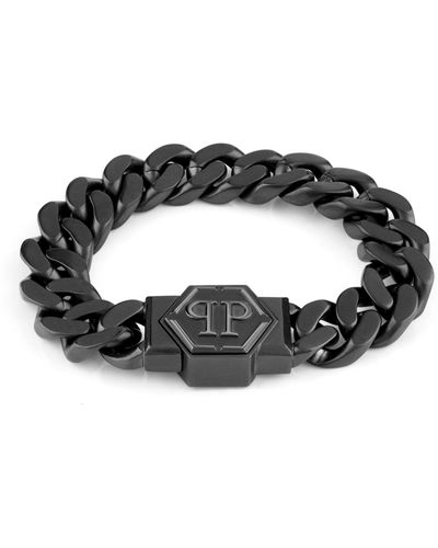 Philipp Plein Hexagon Cuban Links Bracelet - Black