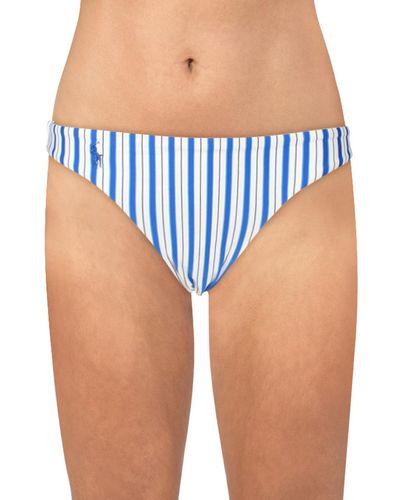 Polo Ralph Lauren Striped High Waist Bikini Swim Bottom - Blue