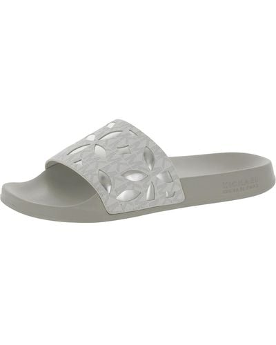 MICHAEL Michael Kors Iridescent Slip On Slide Sandals - White