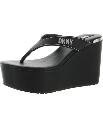 DKNY Trina Thong Sandals Wedge Heel Wedge Heels - Black