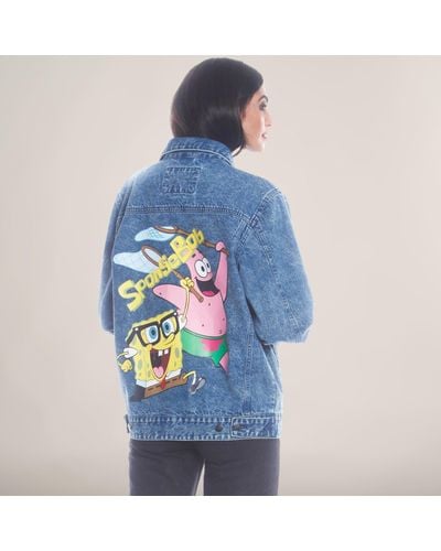 Members Only Spongebob Denim Oversized Jacket - Blue