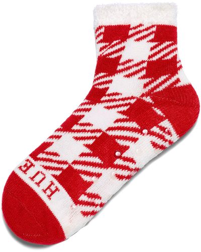 Hue Feather Lined Gripper Socks - Red