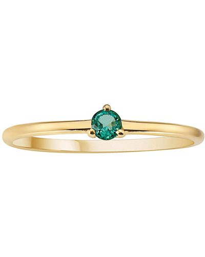 Fine Jewelry Prong Set Solitaire Emerald Ring 14k Gold - Blue
