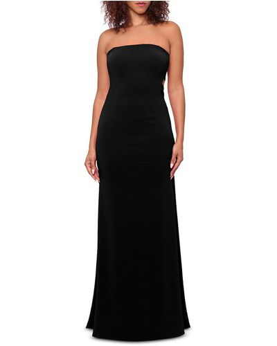 Aqua asymmetric strapless velvet cheap gown