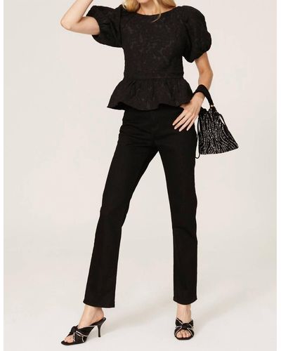 Line & Dot Delilah Peplum Top With Bow Tie - Black