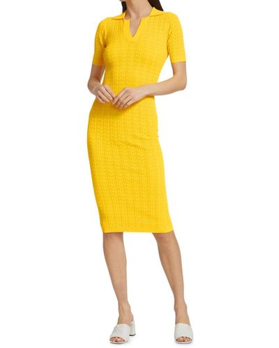 Adam Lippes Short Sleeve Polo Dress - Yellow