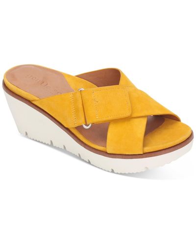 Gentle Souls Lavern Leather Slip On Wedge Sandals - Yellow