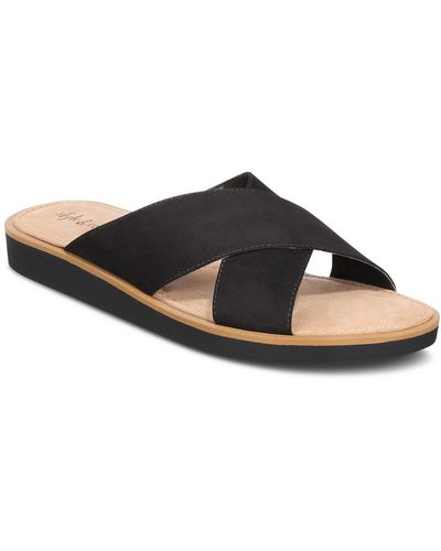 Style & Co. Melodyy Slip On Open Toe Slide Sandals - Brown