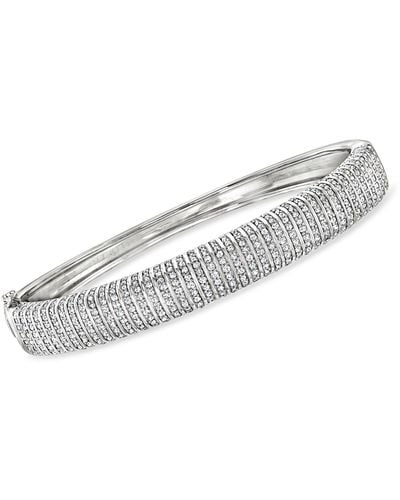 Ross-Simons Diamond Striped Bangle Bracelet - White