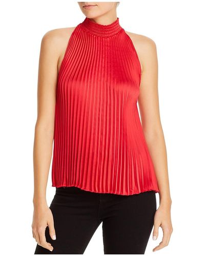 1.STATE Charmeuse Pleated Halter Top - Red