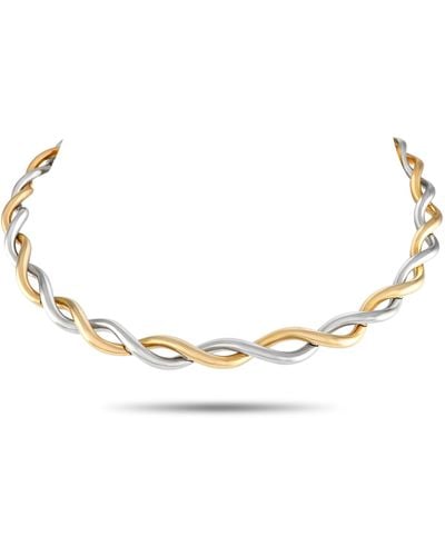 Van Cleef & Arpels 18k Yellow And Gold Two-tone Twisted Choker Necklace Vc16-012224 - Metallic