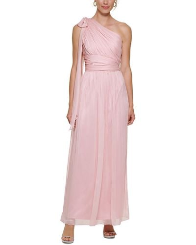 DKNY Chiffon One Shoulder Evening Dress - Pink