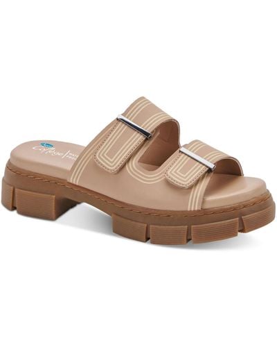 Aqua College Hippie Waterproof Open Toe Slide Sandals - Brown