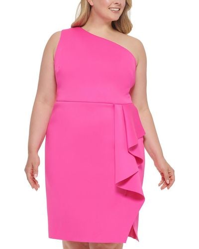 Eliza J Ruffled Midi Cocktail And Party Dress - Pink