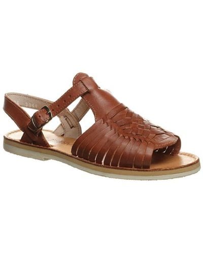 BEARPAW Gloria Leather Woven Huarache Sandals - Brown
