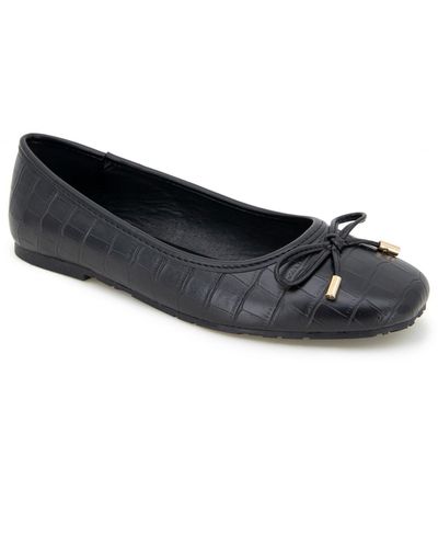 Kenneth Cole Faux Leather Slip On Ballet Flats - Black