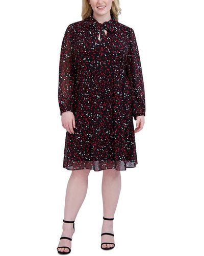 Signature By Robbie Bee Plus Printed Knee Shift Dress - Red