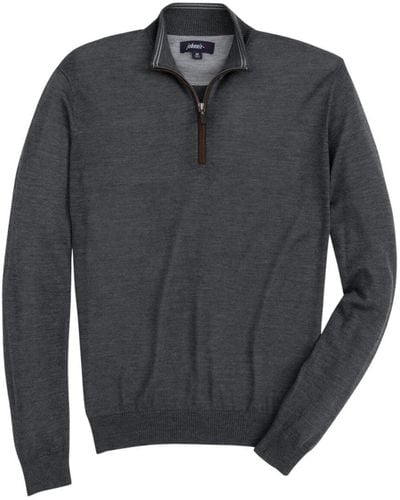 Johnnie-o Baron Wool Blend 1/4 Zip Pullover Sweater - Gray