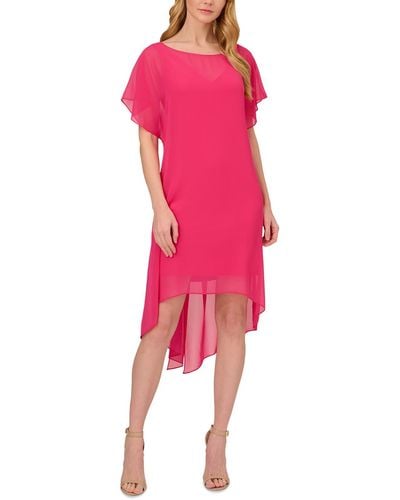 Adrianna Papell Chiffon Overlay Cocktail Dress - Red