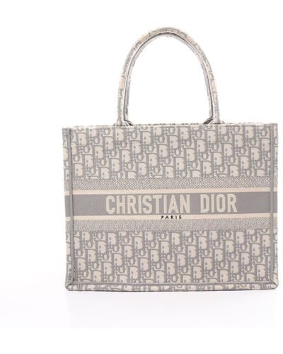 Dior Book Tote Book Tote Medium Handbag Tote Bag Canvas Light Off - Gray