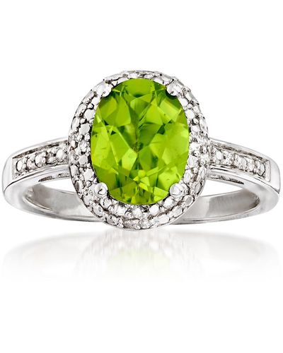 Ross-Simons Peridot And Diamond-accented Ring - Green