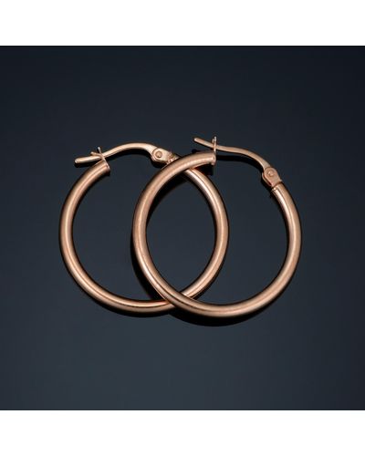 Fremada 14k Rose 2x20mm Polished Hoop Earrings - Metallic