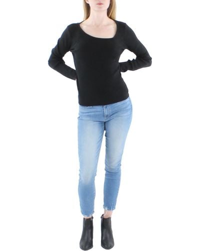 Lea & Viola Ribbed Knit Blouse - Blue