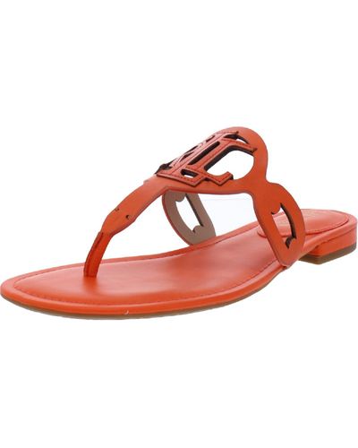 Lauren by Ralph Lauren Audrie Leather Slip On Thong Sandals - Orange