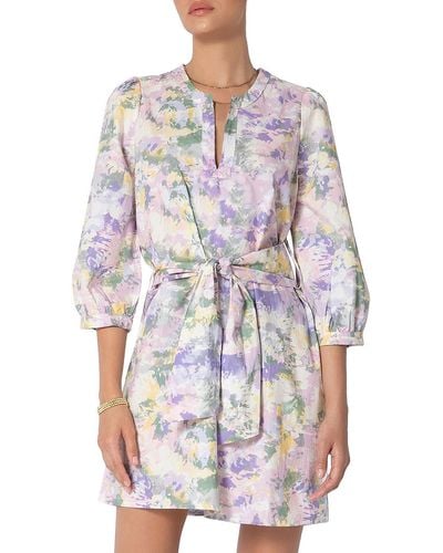 Tart Collections Floral Print V-neck Tunic Dress - White