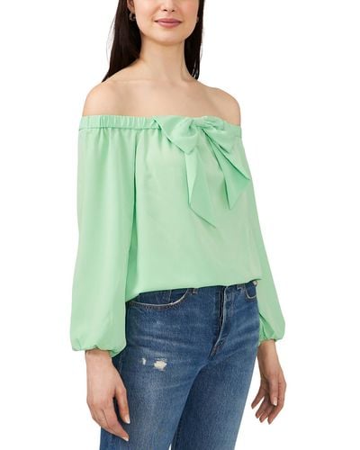 Riley & Rae Maybelle Off The Shoulder Bow Blouse - Green