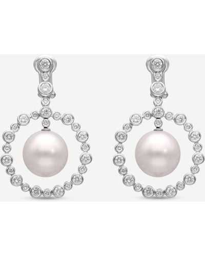 Assael 18k Gold Diamond 2.54ct. Tw. And South Sea Pearl Drop Earrings - Metallic
