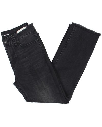 DKNY Rivington Mid- Rise Cropped Straight Leg Jeans - Black