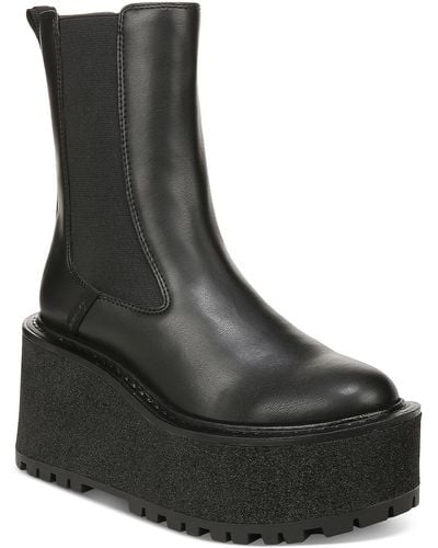 Circus by Sam Edelman Susan Faux Leather Chunky Chelsea Boots - Black
